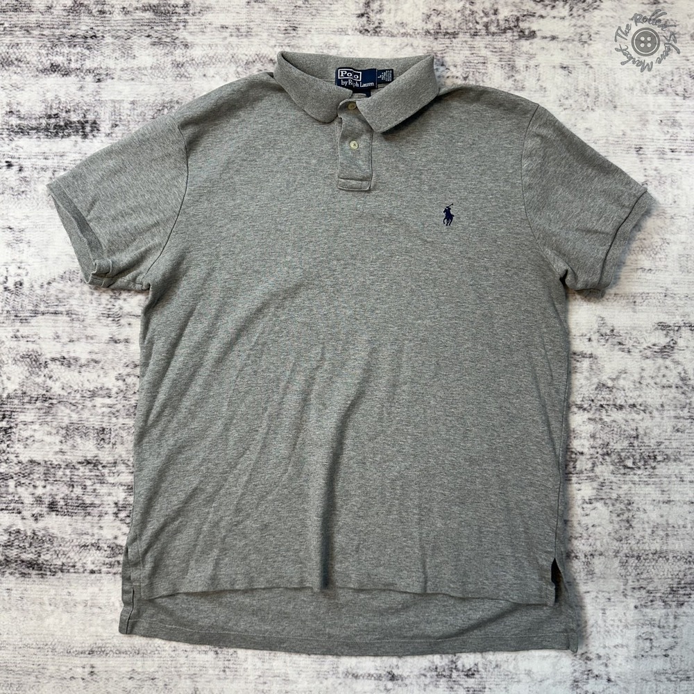 Polo Ralph Lauren Polo Shirt‎ Gray Custom Fit Men's Large Short Sleeve